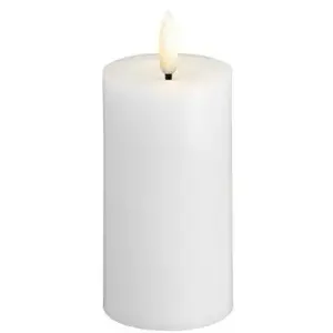 LED pillar candle Usorteret Moods & More MM, Silk finish, Melted top, Classic white, 49×100 mm