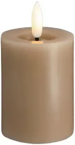 LED pillar candle Usorteret Moods & More MM, Silk finish, Melted style, Sand color, 49×75 mm