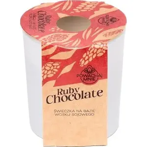 Sojas aromātiskā svece Aquolina Powąchaj mnie Ruby Chocolate — balta, aromāts Ruby Chocolate