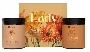 Gift set Alkotest HISKIN_SET Lady Orange — scented candle 200 ml and body balm 200 ml