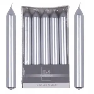 Table candle Donau Home 20×170 mm, pack of 10, silver