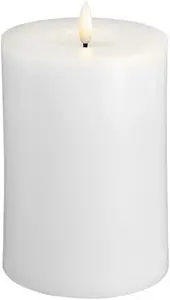 LED pillar candle Lumarko Moods & More MM, silk finish, melted top, classic white, 99×150 mm
