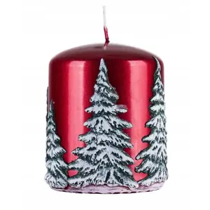 Pillar Candle Donau Home Frozen Dreams 70×90 mm, red
