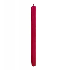 Table candle Donau Home long ribbed, 25×300 mm, set of 4, red