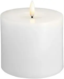 LED pillar candle Usorteret Moods & More MM, Silk finish, Melted design, Classic white, 99×100 mm