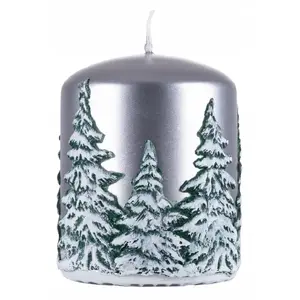 Candle pillar Donau Home Frozen Dreams 70×90 mm silver