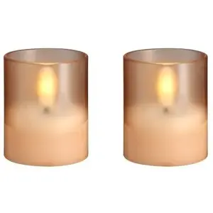 Glass LED Candle Hurricane 47x57 mm, Usorteret Moods & More, Champagne, 2-pack