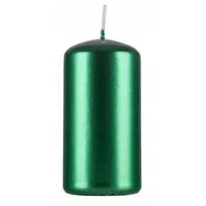 Pillar Candle Donau Home Standard Lacquer 50×100 mm, set of 4, metallic green gloss