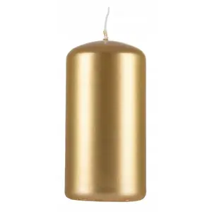 Cylinder Candle Donau Home Standard lacquer 50×100 mm, pack of 4, gold
