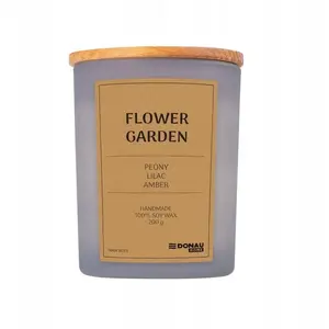 Soy candle Donau Home Flower Garden in gray glass with wooden lid and wick, 200 g