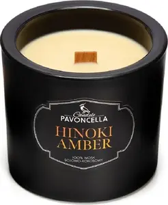 Соевая ароматическая свеча DUKA Hinoki Amber 170 г — чёрная банка