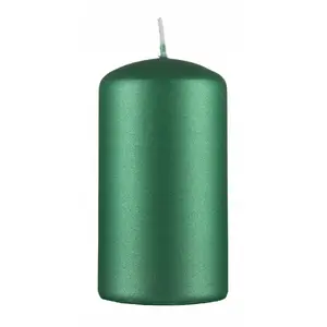 Candle pillar Donau Home Standard lacquer 60×115 mm, green metallic matte