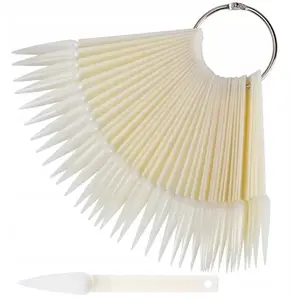 Nail Tips Display (50 pcs) Cosmetics Zone — stiletto-shaped milky nail tip swatch display