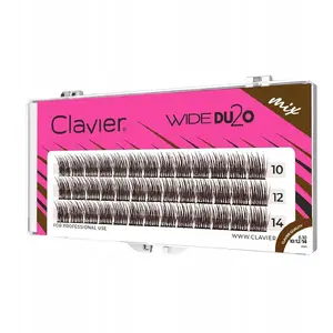 Clavier Wide Du2o hair extensions, bonded weft bundles, C-curl, 10D volume, 10–12–14 mm brown
