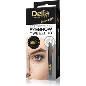 Eyebrow tweezers Delia Eyebrow Expert, single piece, precision slant tip