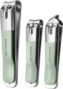 Manicure Set Lean 4 Tools in Case — nail clippers, cuticle pusher, nail file, tweezers