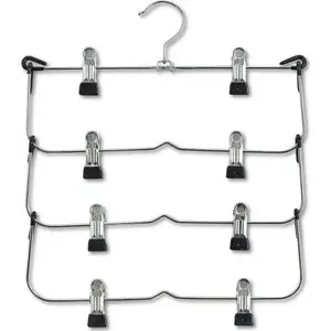 Clothes Hanger for 4 Pairs of Trousers ZELLER 17124, Wall or Door-Mounted Pants Rack