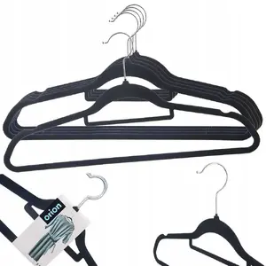 Clothing hangers Aptel swivel velvet black 45×23.5 cm set of 5