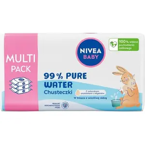 Mitrās salvetes Nivea 99% Pure Water 3 x 57 gab. — bez smaržvielām, bērnu tīrīšanai