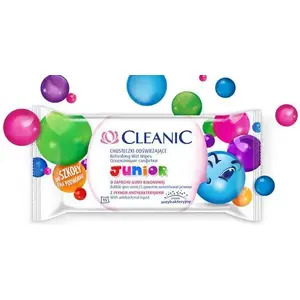 Салфетки влажные CLEANIC Junior — упаковка 15 шт., освежающие детские салфетки