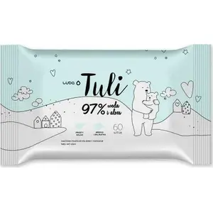 Mitrās salvetes bērniem Luba Tuli ar ūdeni un alveju, 60 gab. — Luba