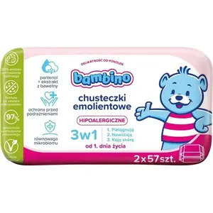Bērnu emolientu salvetes Nivea 3‑1, iepakojums 2x57 gab.