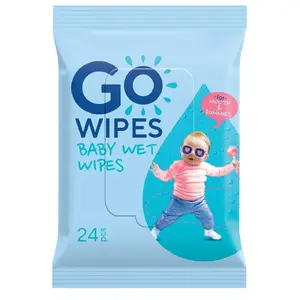 Mazuļu mitrās salvetes GO WIPES 24 gab. — jaundzimušajiem, bez smaržas, maiga tīrīšana