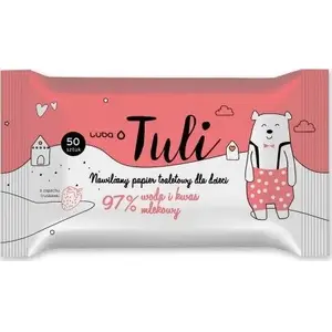 Mitras tualetes papīrs bērniem Luba Tuli ar ūdeni un pienskābi 50 gab.