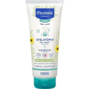 Bērnu dušas želeja Mustela Stelatopia 200 ml — maiga attīrīšana sausai, atopiskai ādai