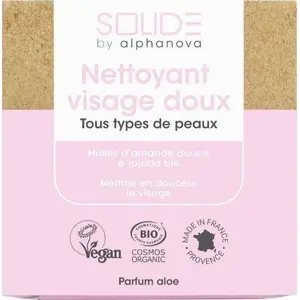 Sejas tīrīšanas cieta ziepe ALPHANOVA SOLIDE 75 g ar jojobas eļļu un saldajiem mandeļiem
