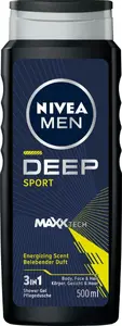 Dušas želeja Nivea MEN 3‑1 Deep Sport 500 ml — ķermenim, sejai, matiem