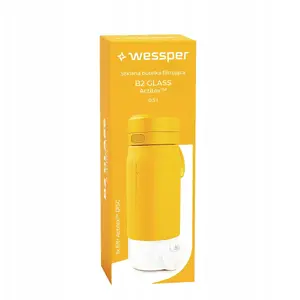 Стеклянная фильтрующая бутылка Wessper B2 GLASS Actitex™ 500 мл желтая — многоразовая спортивная бутылка с фильтром
