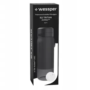 Sporta pudele wessper WES273-700-BK_K 700 ml Tritan ar Actitex™ filtru, melna