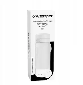Ūdens pudele wessper WES273-500-WH_K — 500 ml Tritan, Actitex™ filtrs, balta