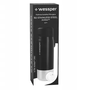 Sporta pudele wessper WES276-700-BK_K 700 ml nerūsējošais tērauds ar Actitex filtru, melna
