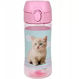 Sporta pudele STARPAK modelis STK BID28 — 450 ml, plastmasas pudele ar bļodiņu (Kitty dizains)