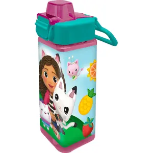 Sporta pudele Kids Euroswan 500 ml PP, kvadrātiska, 'Koci Domek' / Gabby's Dollhouse (GD00073)