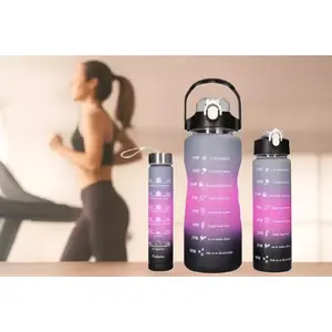 Sporta pudeļu komplekts Extralink motivējošs 3‑1 — 2000 ml, 900 ml, 300 ml — rozā un melns