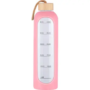 Stikla pudele KRUPS KiCA Hydro Glass 1000 ml, rozā, 1 l tilpums