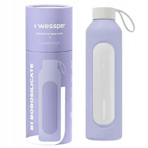 Stikla sporta pudele wessper B1 borosilikāta 1000 ml Lavanda