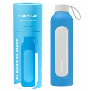 Стеклянная бутылка wessper B1 боросиликатная 1000 мл Ocean — многоразовая