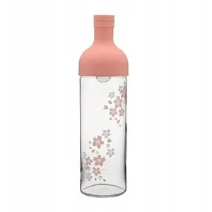 Stikla Cold Brew pudele HARIO Aya ar filtru 750 ml — ķiršu zieda (rozā)