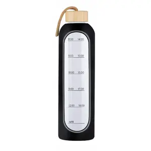 Glass water bottle Kica Hydro Glass 1000 ml — black