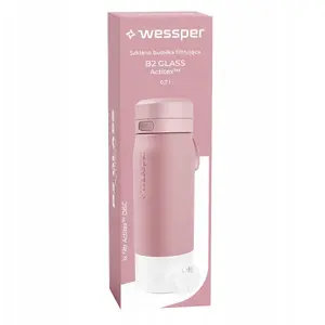 Стеклянная фильтрующая бутылка Wessper B2 GLASS Actitex™ 700 мл розовая — многоразовая спортивная бутылка