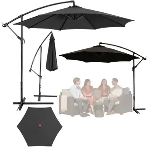 Lean outdoor side-tilt parasol with cover 350 x 250 cm, antracite