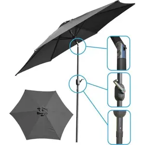 Dārza parasols Saska Garden 300 cm, salokāms, pelēks