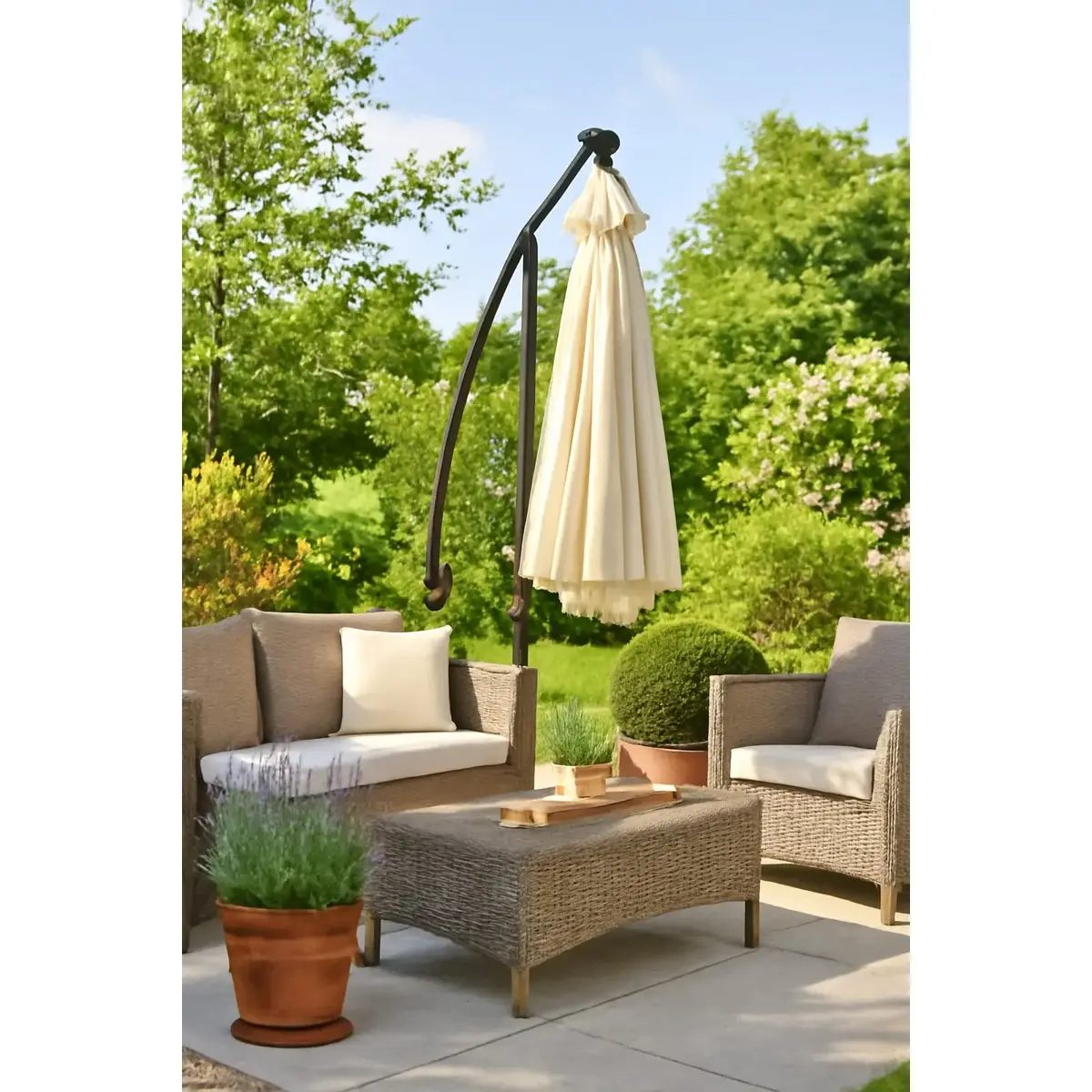 Extralink Black Forest Garden Umbrella with Side Panels, Large 3m Beige Cantilever BLACK FOREST GARDEN UMBRELLA WITH SIDE PANELS, LARGE 3M BEIG Photo 3