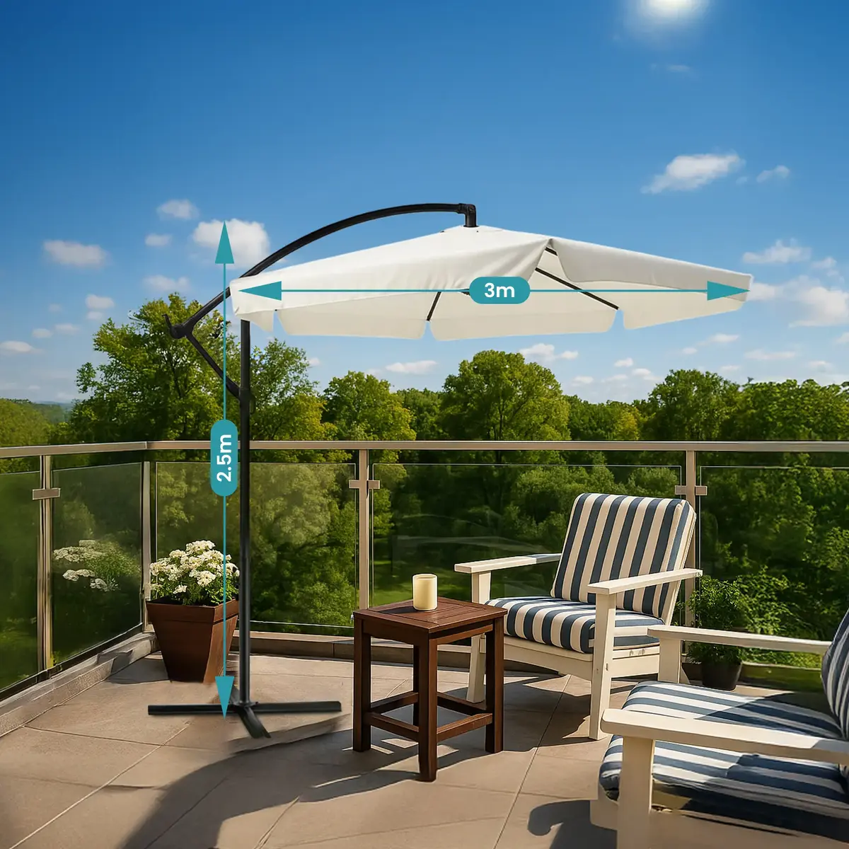 Extralink Black Forest Garden Umbrella with Side Panels, Large 3m Beige Cantilever BLACK FOREST GARDEN UMBRELLA WITH SIDE PANELS, LARGE 3M BEIG Photo 13