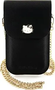 Soma Sourcing Hello Kitty HKOWBPGHDLMK melna āda ar metāla logotipu un ķēdes siksnu
