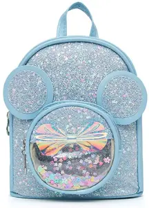 Bērnu mugursoma Lean ar spīdumiem — pele ar ausīm, zila, 22 cm, 3 l